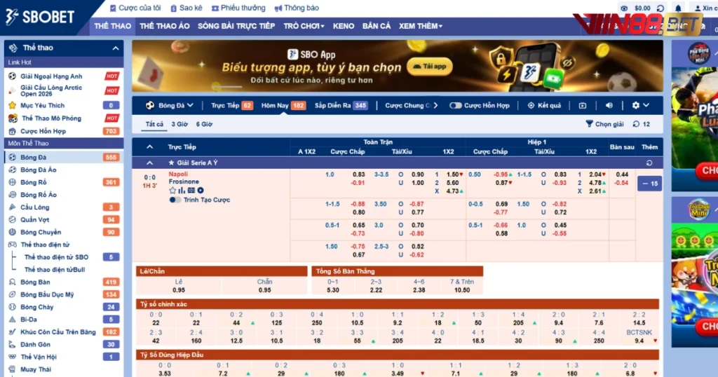 gấp thếp Sbobet, kèo cược Sbobet, Win88 B2B